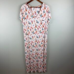 Soma Floral Print “Cool Nights” Jersey knit Maxi Nightgown Shirt XL Cottagecore